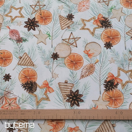 Tissu de décoration de Noël Oranges séchées