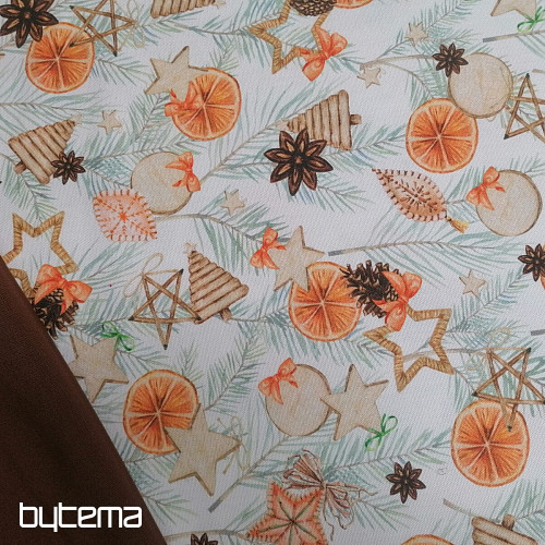 Tissu de décoration de Noël Oranges séchées