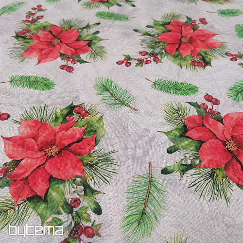 Tissu de décoration de Noël Roses et aiguilles de Noël
