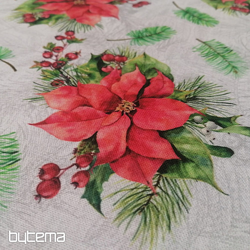 Tissu de décoration de Noël Roses et aiguilles de Noël