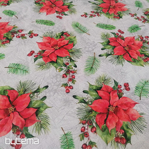 Tissu de décoration de Noël Roses et aiguilles de Noël