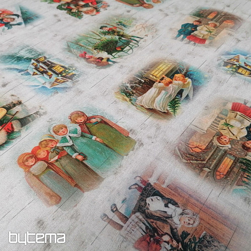 Tissu de décoration de Noël ENFANTS EN HIVER