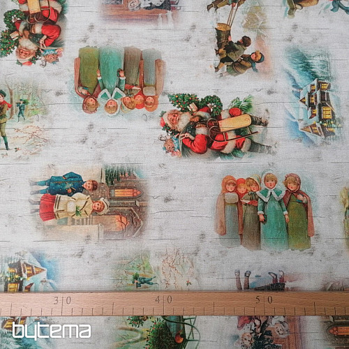 Tissu de décoration de Noël ENFANTS EN HIVER