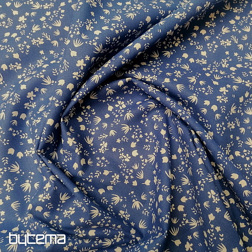 Tissu en coton bleu avec des fleurs de Gramina