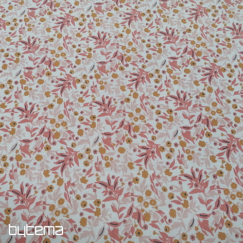Tissu coton Tisania fleurs corail