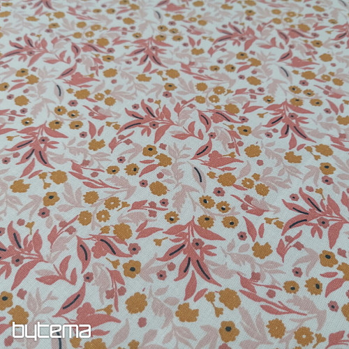 Tissu coton Tisania fleurs corail