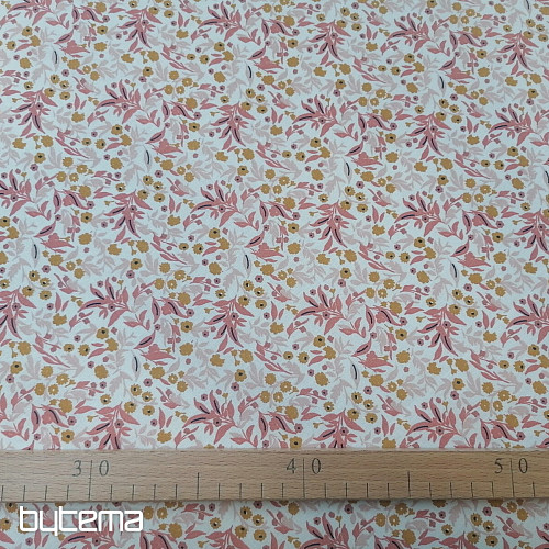 Tissu coton Tisania fleurs corail