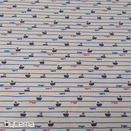 Tissu coton Tazio bateaux - lignes