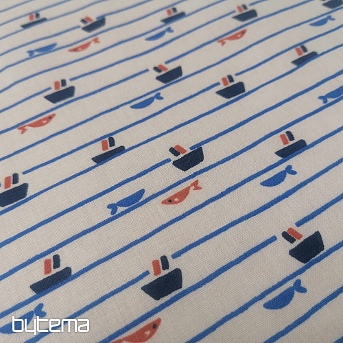 Tissu coton Tazio bateaux - lignes