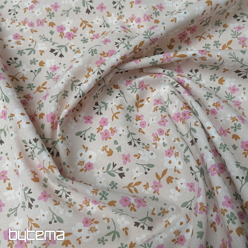 Tissu coton Zalia fleurs naturel