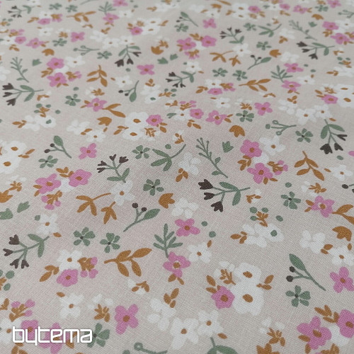 Tissu coton Zalia fleurs naturel