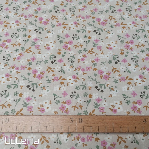 Tissu coton Zalia fleurs naturel