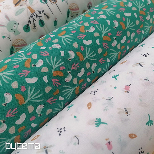 Tissu coton OISEAUX LIPO vert
