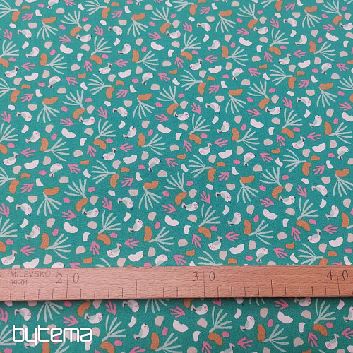 Tissu coton OISEAUX LIPO vert