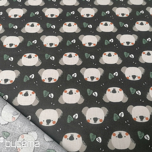 Tissu coton Koala Kiwak noir
