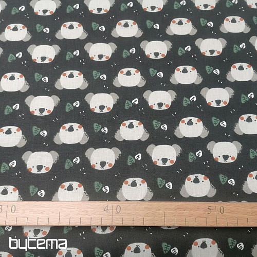 Tissu coton Koala Kiwak noir