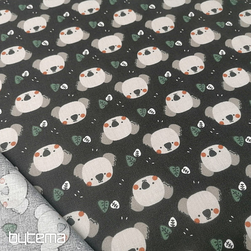 Tissu coton Koala Kiwak noir