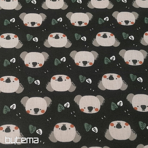Tissu coton Koala Kiwak noir