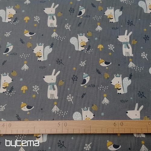 Tissu en coton Squirrel Woody en hiver