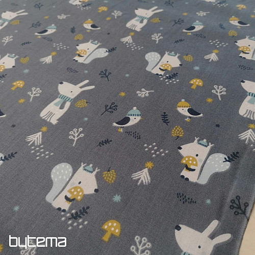 Tissu en coton Squirrel Woody en hiver