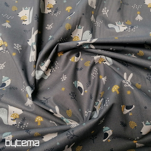 Tissu en coton Squirrel Woody en hiver