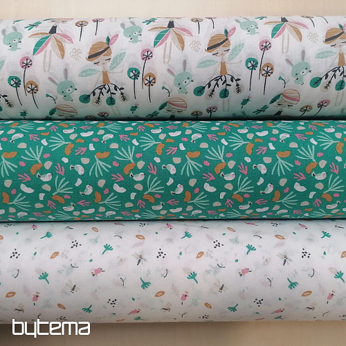 Tissu coton Fée des Forêts Jaelle turquoise