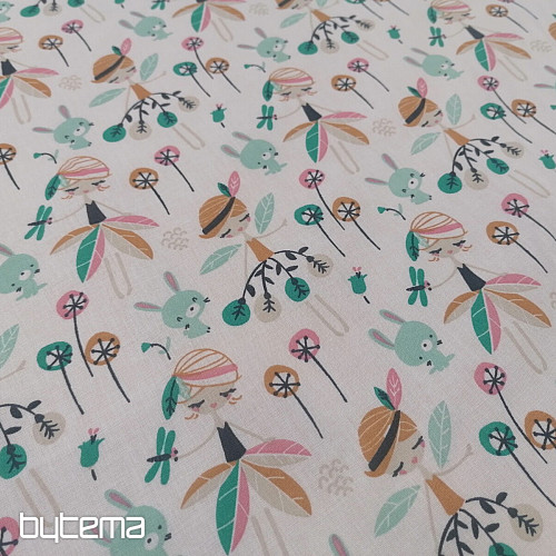 Tissu coton Fée des Forêts Jaelle turquoise