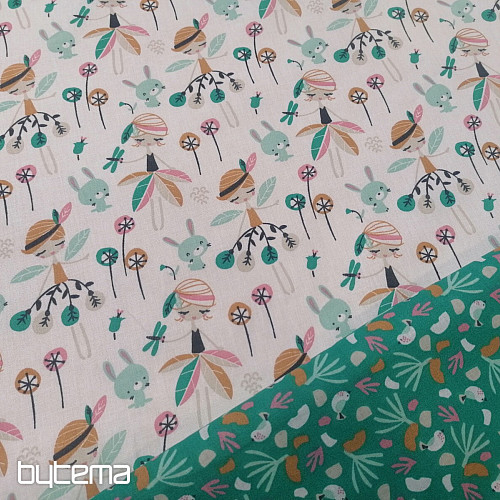 Tissu coton Fée des Forêts Jaelle turquoise