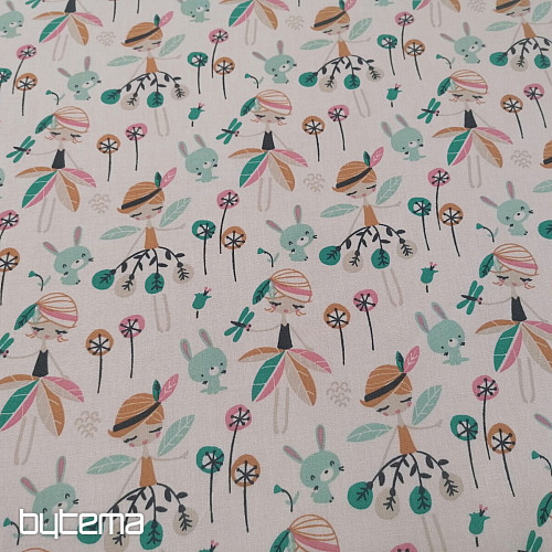 Tissu coton Fée des Forêts Jaelle turquoise