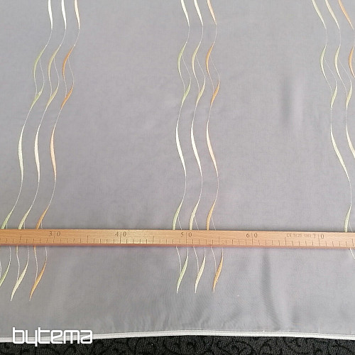 Rideau fini Gerster Stripes orange-vert 310x175 cm