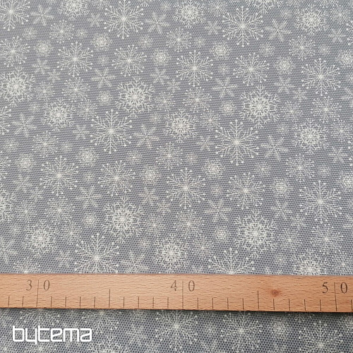 Tissu décoratif FLOCONS GRIS