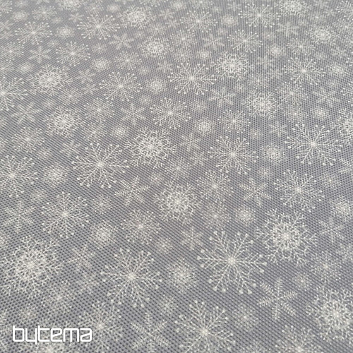 Tissu décoratif FLOCONS GRIS