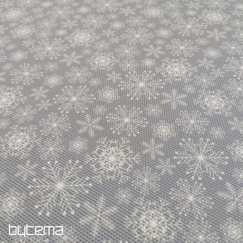 Tissu décoratif FLOCONS GRIS