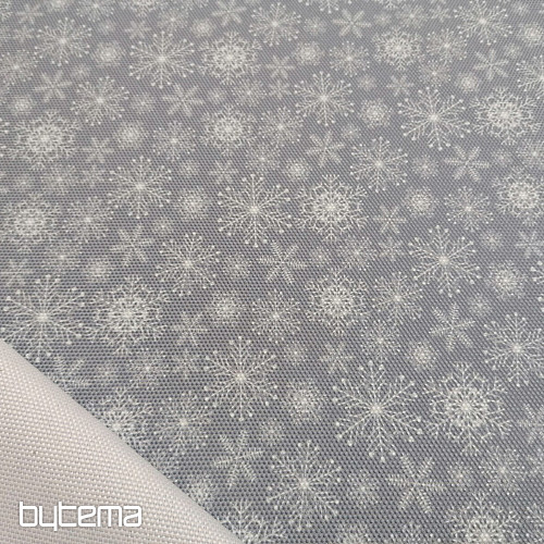 Tissu décoratif FLOCONS GRIS