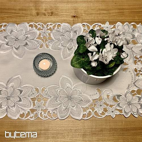 Nappe de Noël brodée Étoile Argentée