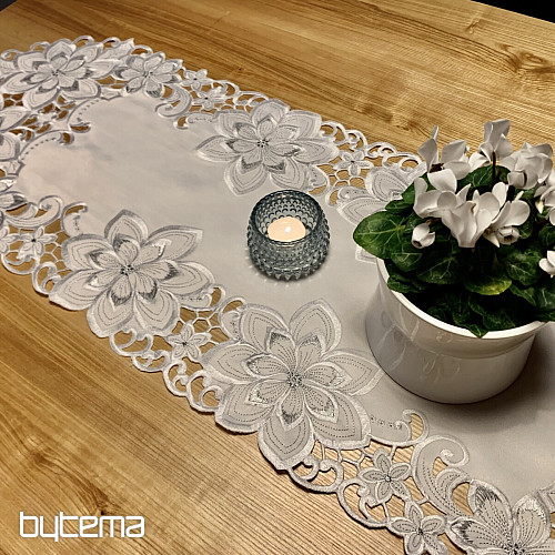 Nappe de Noël brodée Étoile Argentée