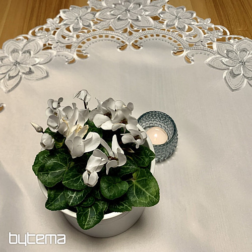 Nappe de Noël brodée Étoile Argentée