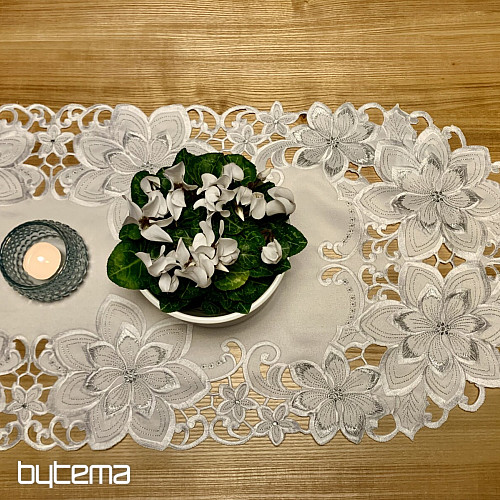 Nappe de Noël brodée Étoile Argentée