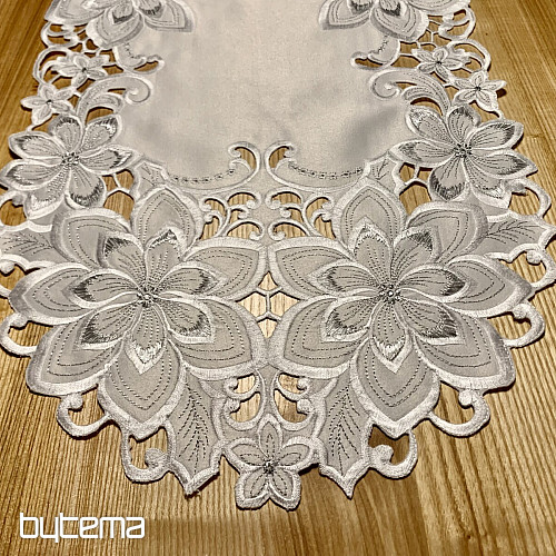 Nappe de Noël brodée Étoile Argentée