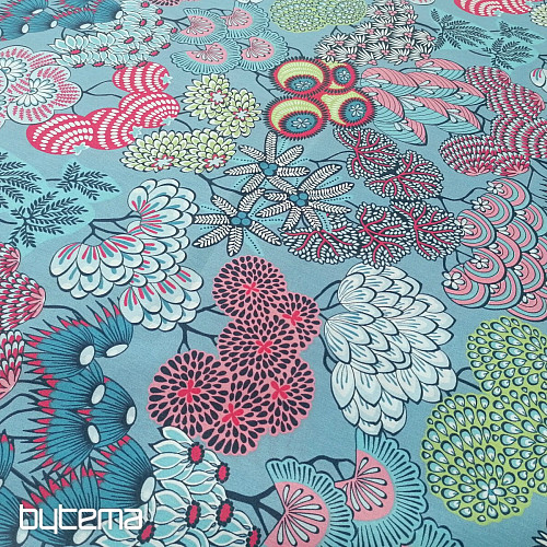 Tissu coton FUSAIN BLEU