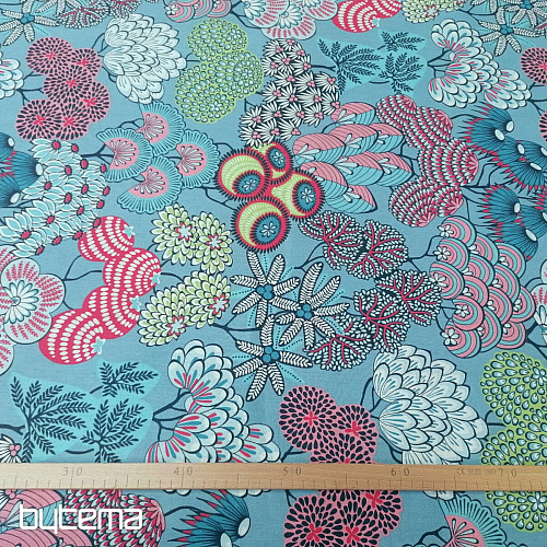 Tissu coton FUSAIN BLEU