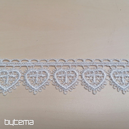 Dentelle 5191/01 - 3 cm coeur blanc