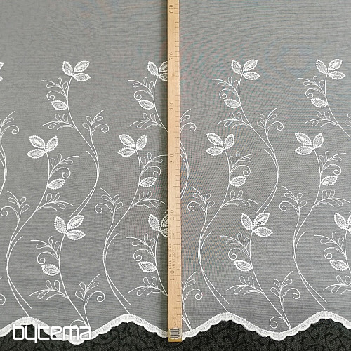 Rideau blanc brodé luxe - fleur 11775