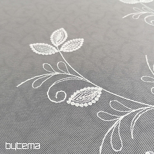 Rideau blanc brodé luxe - fleur 11775