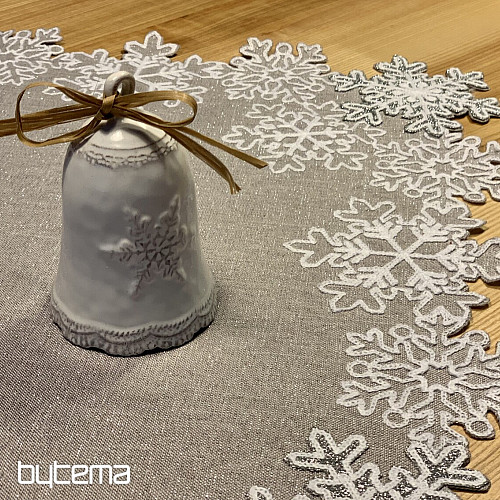 Nappe de Noël brodée grise à flocons