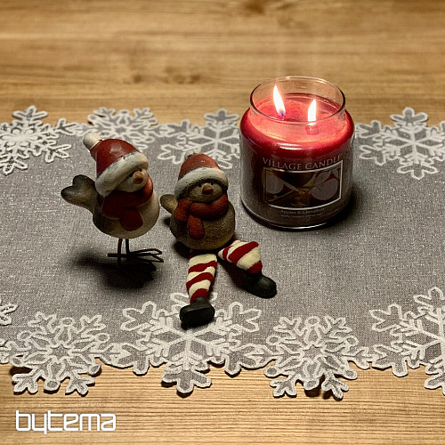 Nappe de Noël brodée grise à flocons