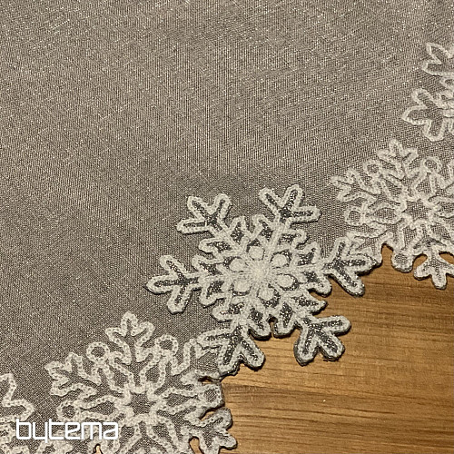 Nappe de Noël brodée grise à flocons