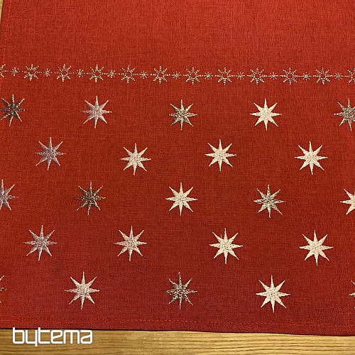 Nappe de Noël brodée rouge avec étoiles