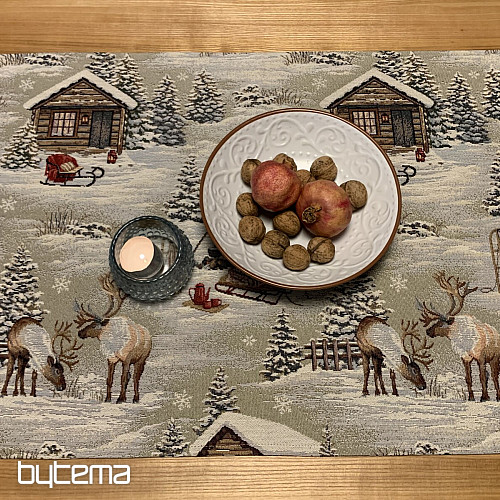 Nappe tapisserie, écharpe PAYSAGE D&#39;HIVER TOUT