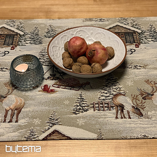 Nappe tapisserie, écharpe PAYSAGE D&#39;HIVER TOUT